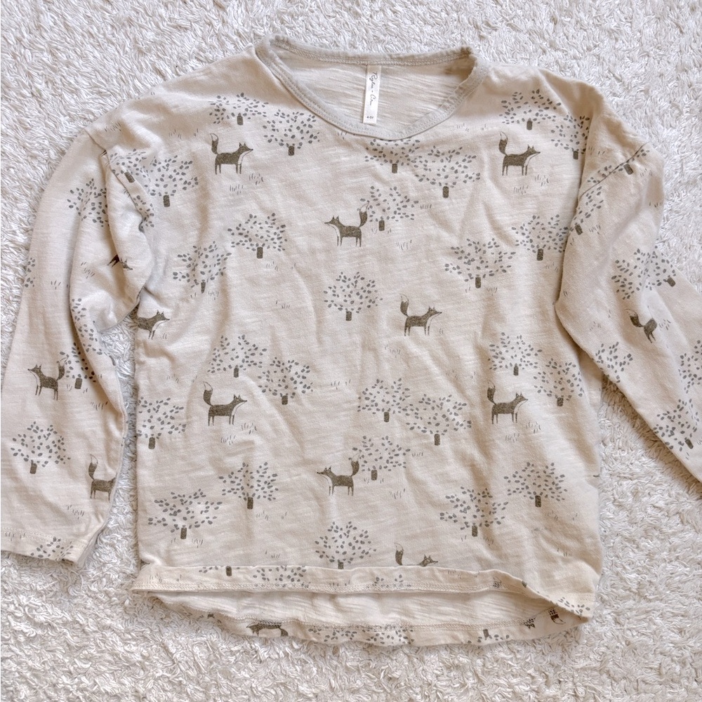 Rylee + Cru 4-5 Boys T-shirt Long Sleeve Winter Autumn Foxes Shirt